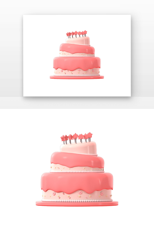 立体蛋糕美食甜品粉红色奶油生日蛋糕-众图网