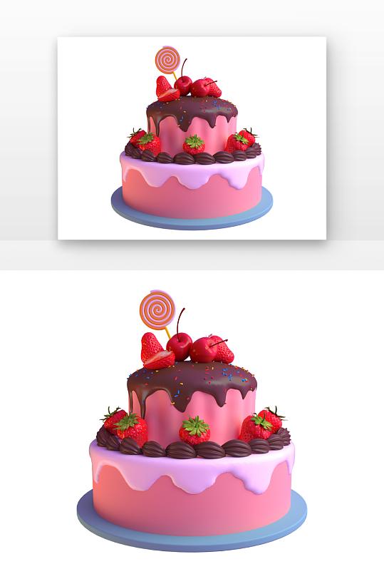 立体生日蛋糕元素D建模