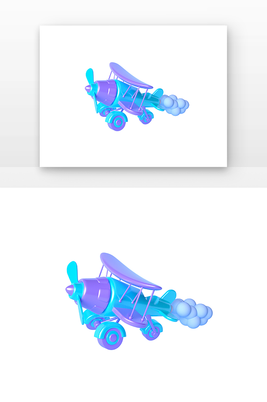 立体紫色绿色飞机元素立体感渲染-众图网