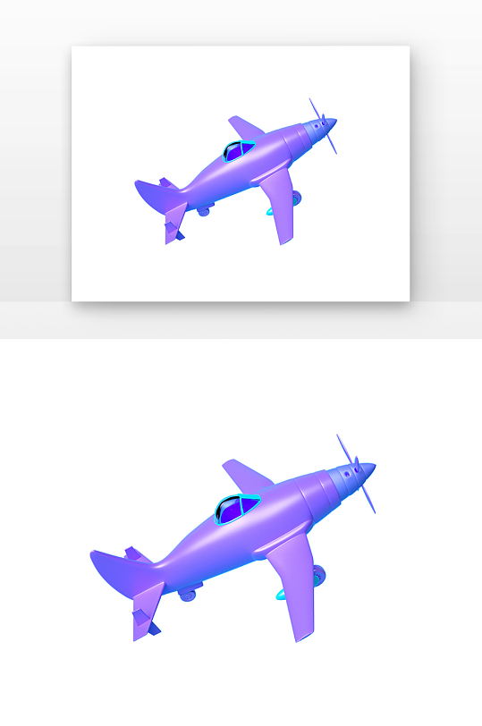 立体紫蓝色飞机元素立体感渲染-众图网