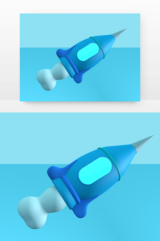 立体小火箭元素立体感建模-众图网