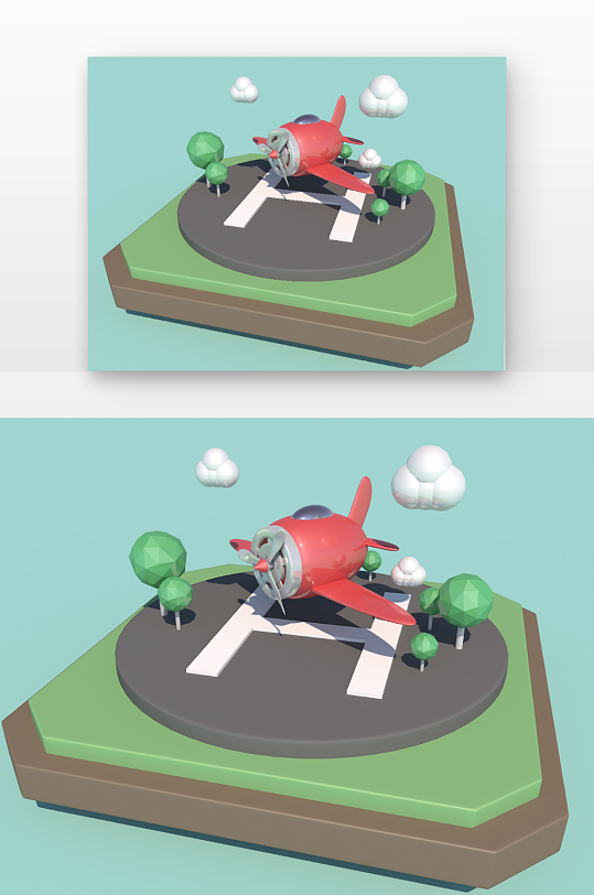 立体模型飞机设计元素-众图网