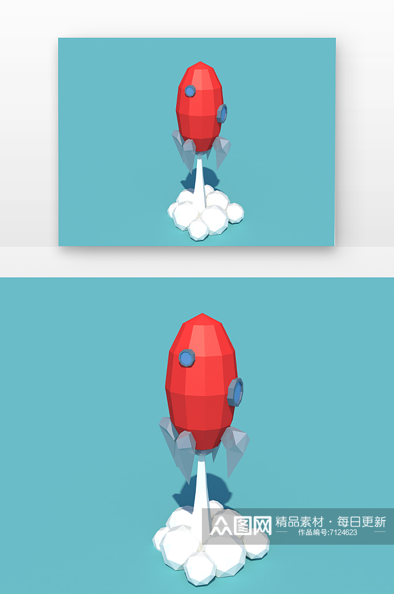 立体卡通模型火箭设计元素素材