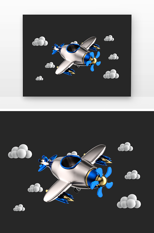 立体金属卡通飞机模型-众图网