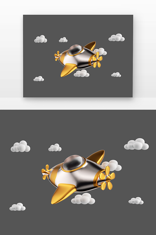 立体金属飞机模型设计元素-众图网
