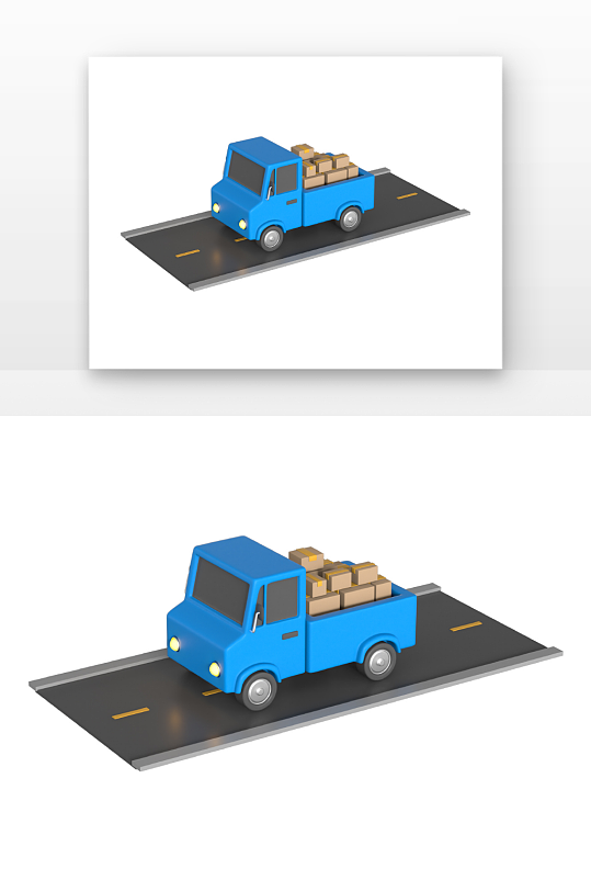立体感立体送货货车元素-众图网