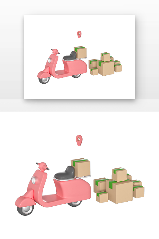 立体感立体摩托配送快递元素-众图网