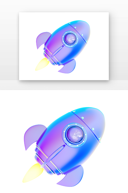 立体彩色玻璃火箭元素立体感建模-众图网