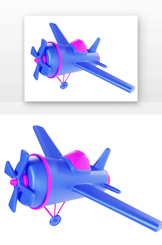立体飞机蓝色飞机飞翔立体感渲染-众图网