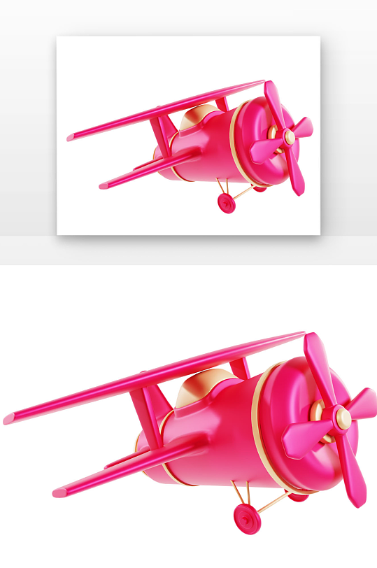 立体飞机粉红色飞机立体感渲染-众图网