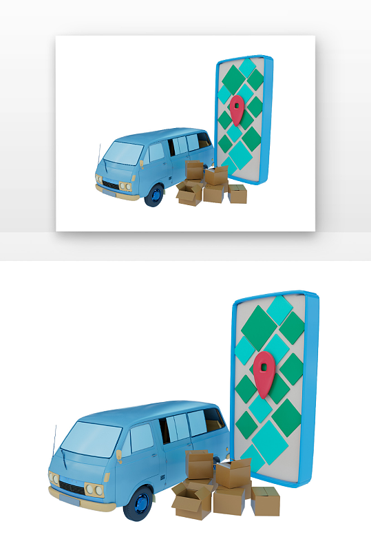 快递运输快递车纸箱子多功能地图立体感-众图网