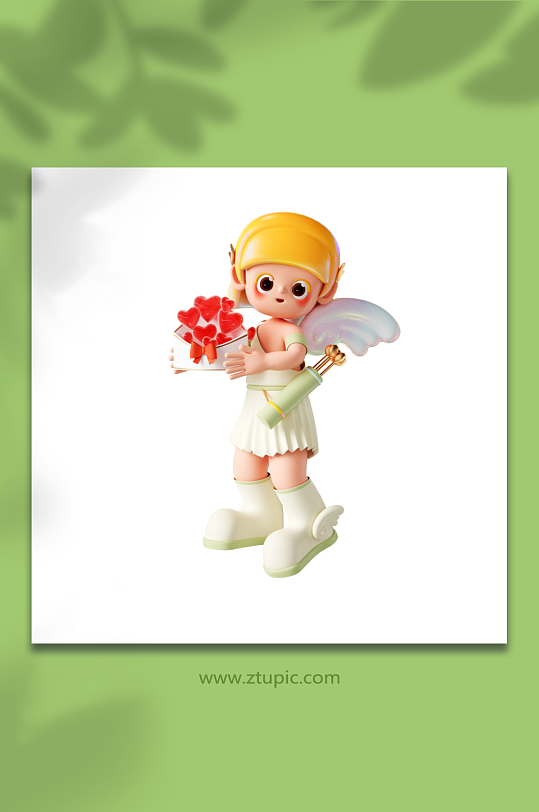 天使女孩拿爱心信封-众图网