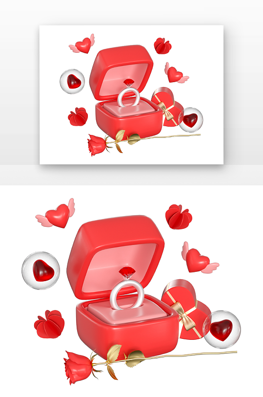 情人节求婚戒指原创插图-众图网