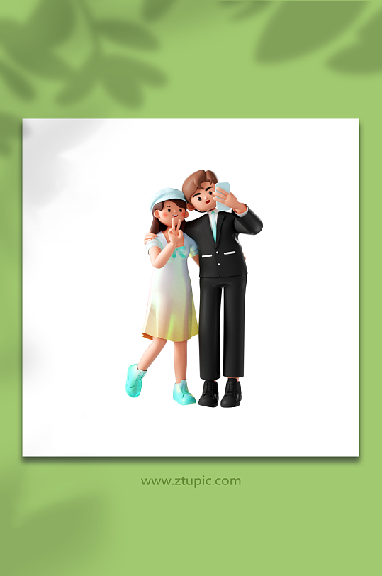 情人节情侣自拍卡通图片-众图网