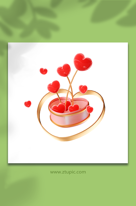 情人节立体感立体爱心元素-众图网