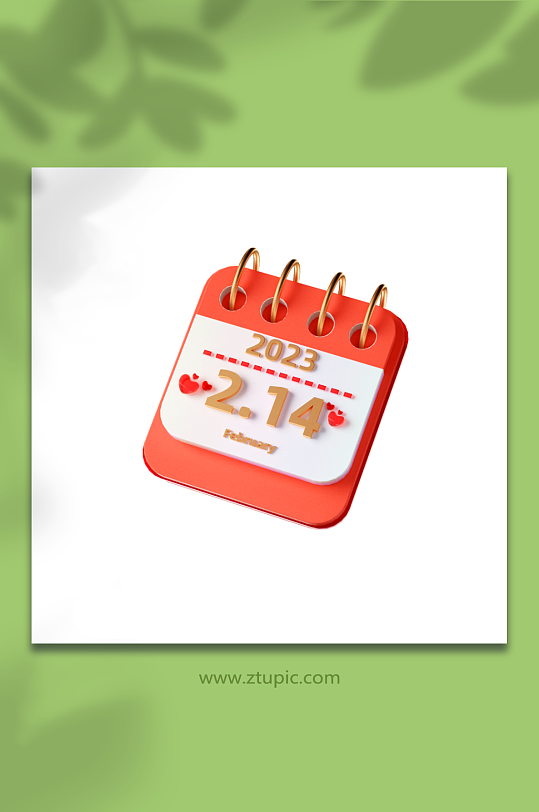 情人节立体感立体爱心日历元素-众图网
