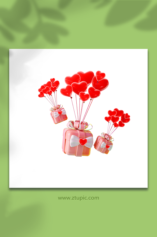情人节立体感立体爱心气球礼物元素-众图网