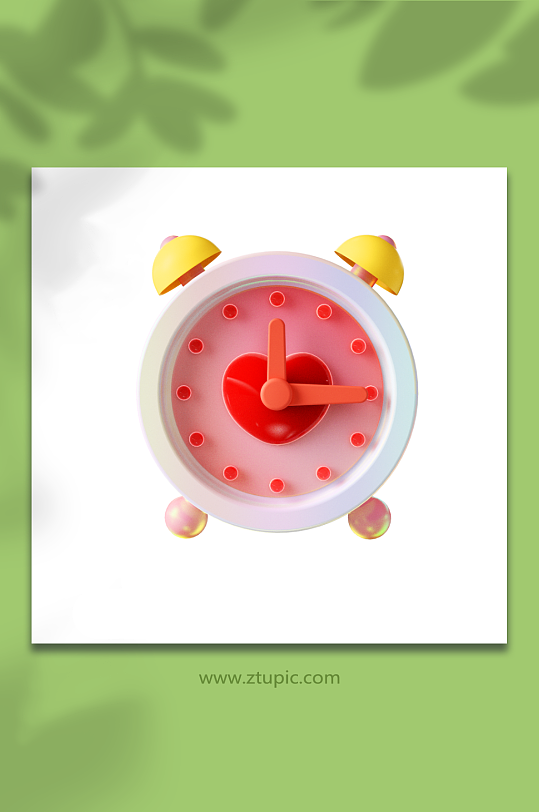 情人节立体感立体爱心闹钟元素-众图网