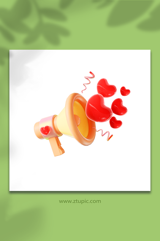 情人节立体感立体爱心喇叭元素-众图网