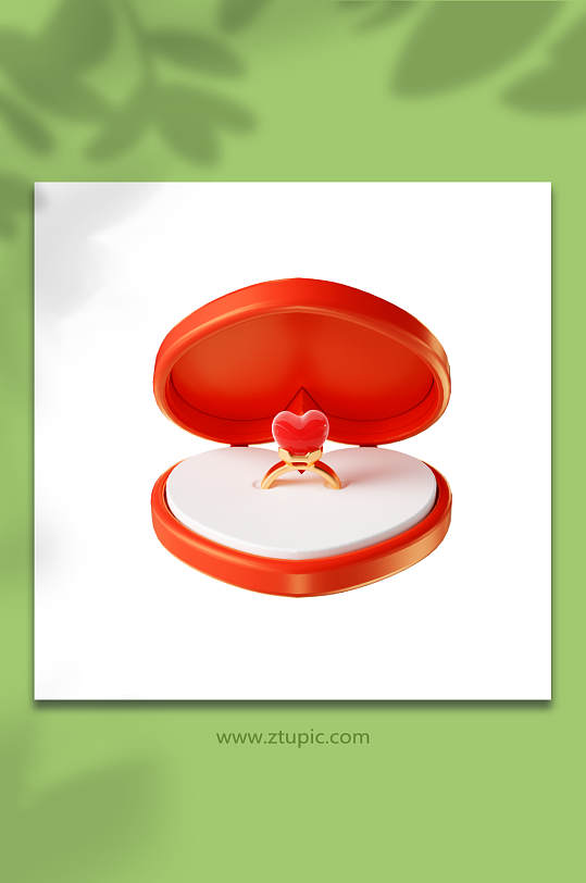 情人节立体感立体爱心戒指盒元素-众图网