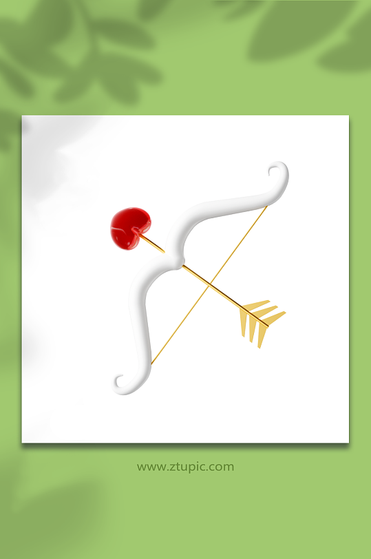 情人节立体感立体爱心弓箭元素-众图网