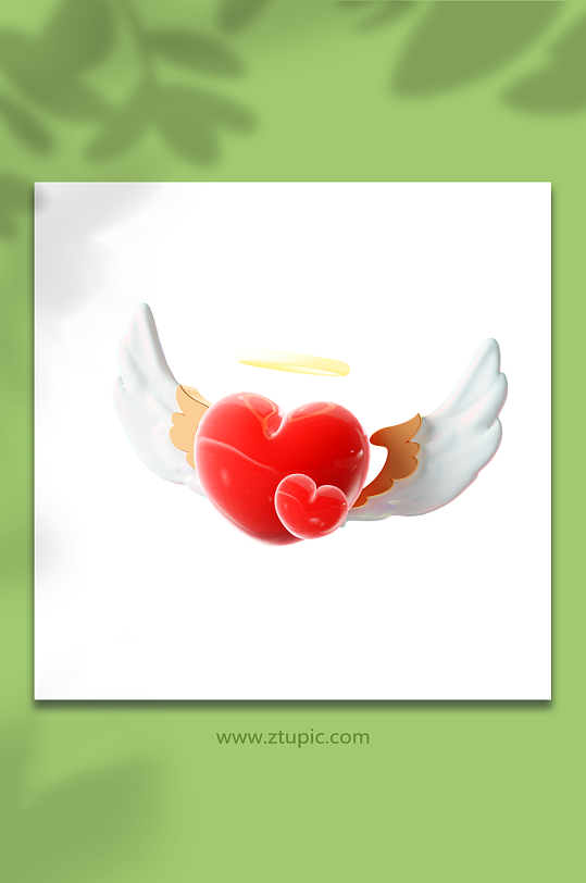 情人节立体感立体爱心翅膀元素-众图网