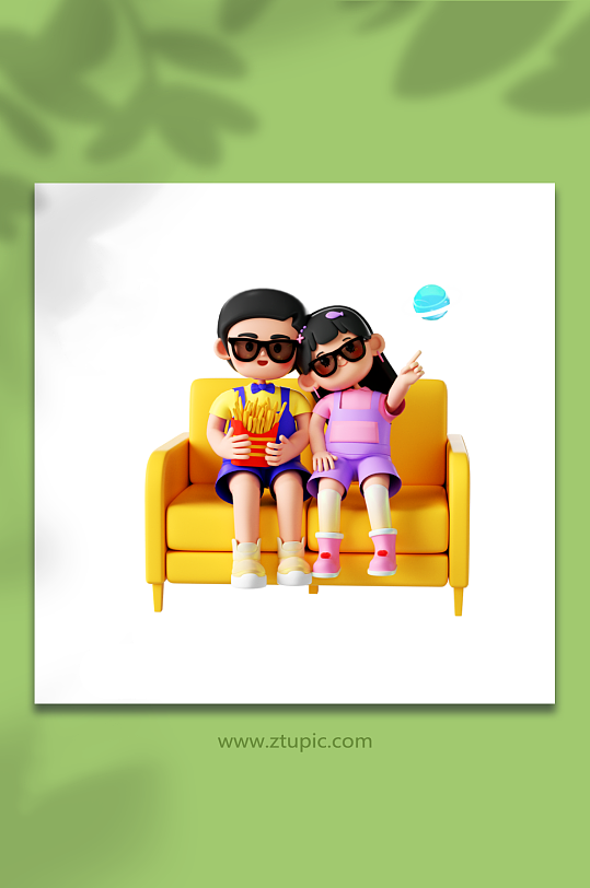 情人节卡通立体感立体人物-众图网