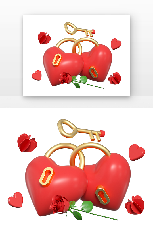 情人节爱心锁原创插图-众图网
