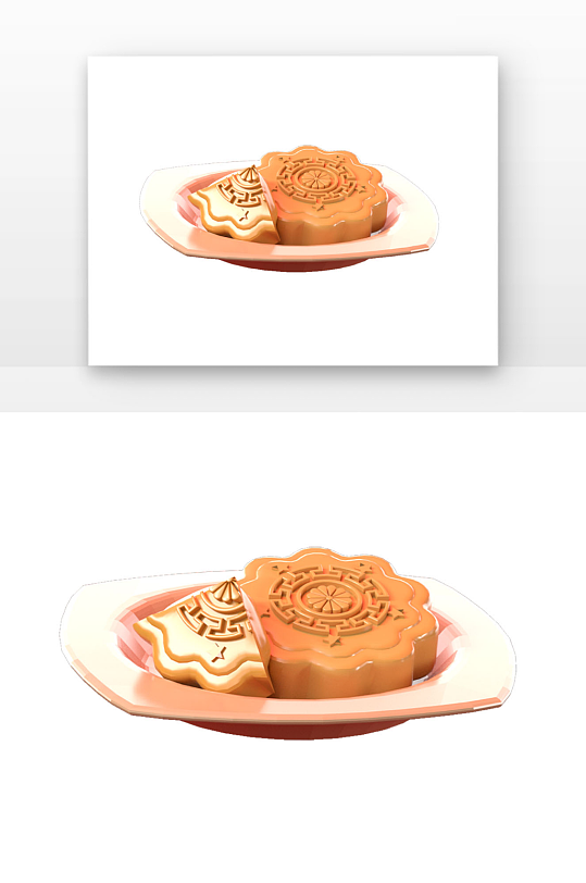 立体中秋月饼美食美味黄色花形月饼-众图网