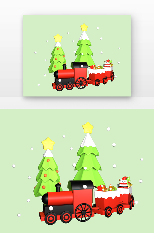 立体圣诞小火车创意主题-众图网