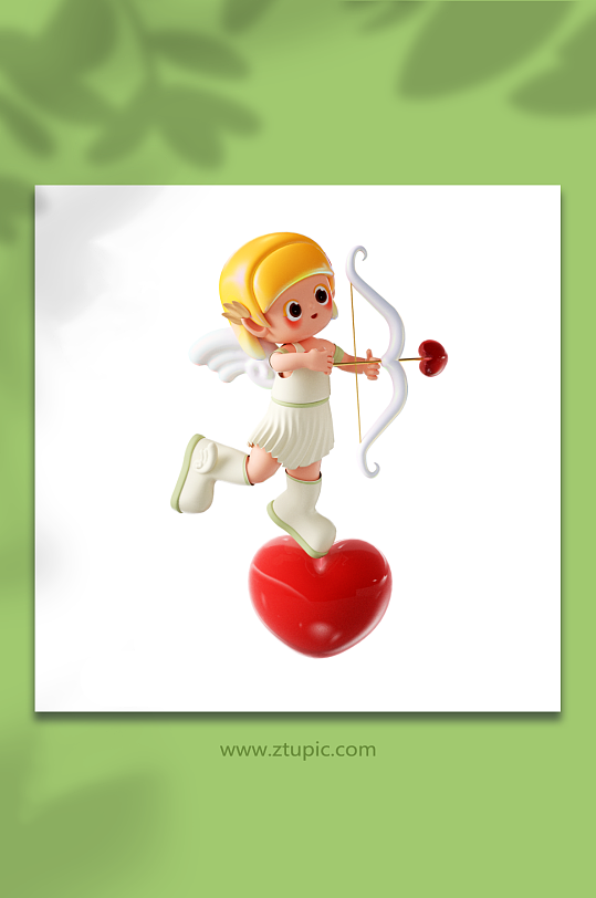 立体感立体丘比特天使拿弓箭-众图网