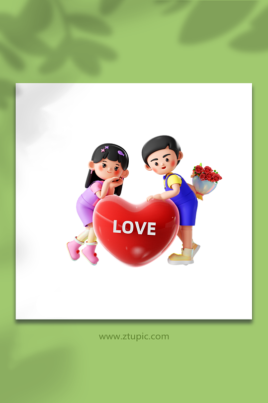 立体感立体情侣卡通人物-众图网