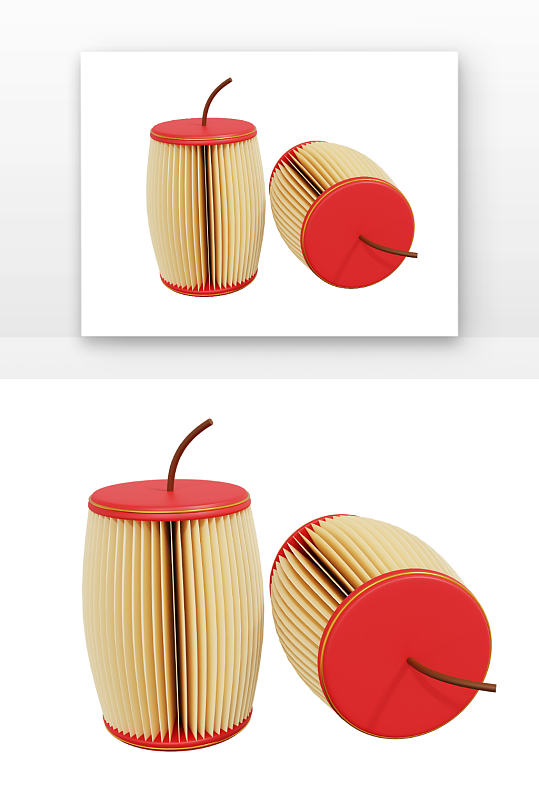 春节物品剪纸鞭炮立体感元素-众图网