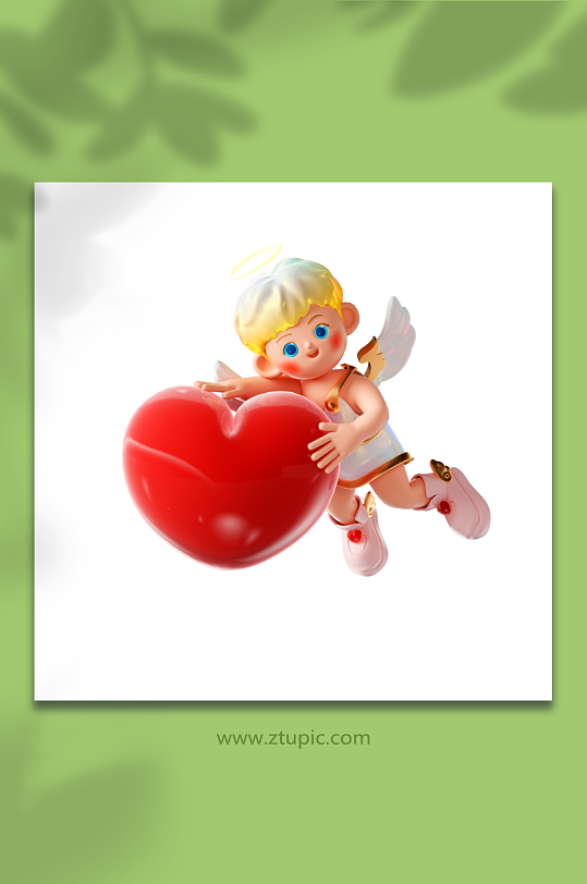 爱神丘比特捧着爱心-众图网