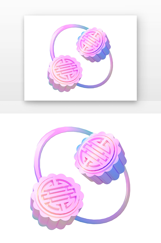 立体感中秋月饼美食美味蓝紫色两块月饼-众图网