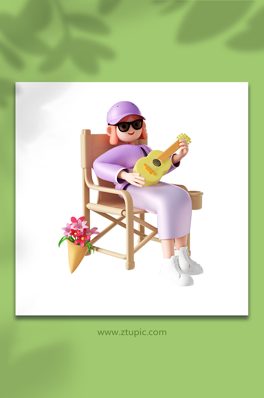 冬令营立体人物旅游弹吉他形象-众图网