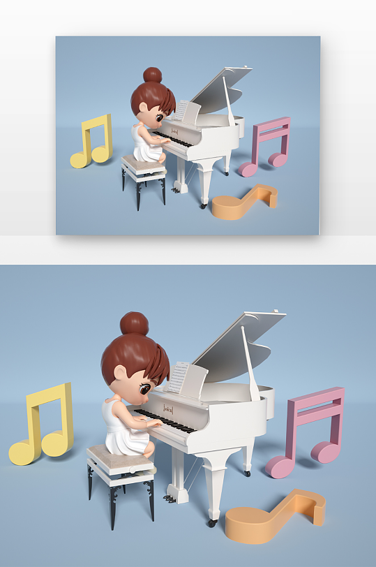 钢琴班课外班兴趣班教育培训立体感卡通-众图网