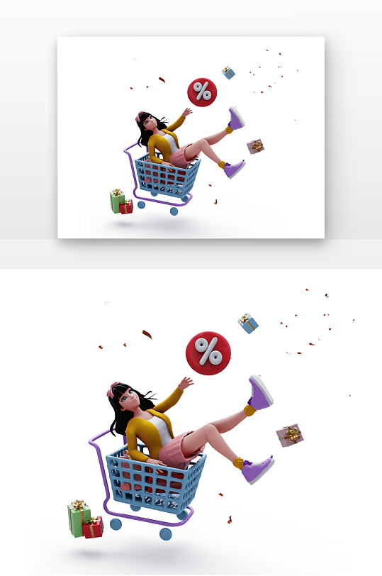 购物女孩抢折扣牌-众图网