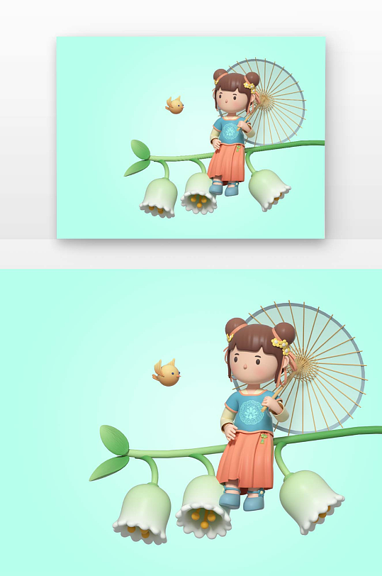 建模的撑伞古装女孩-众图网