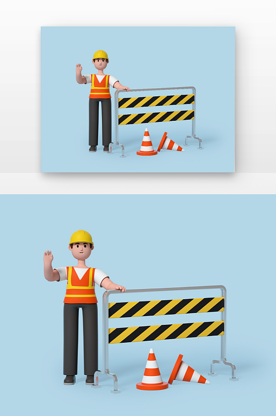 立体感建模渲染的安全生产人员-众图网