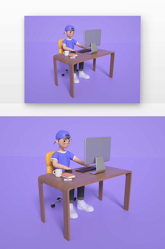 立体感建模渲染的编程课外培训班人物-众图网