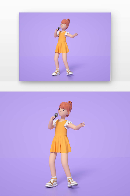 立体感建模渲染的歌唱课外培训班人物-众图网