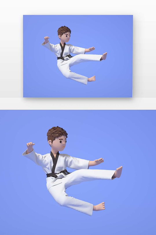 立体感建模渲染的武术课外培训班人物-众图网