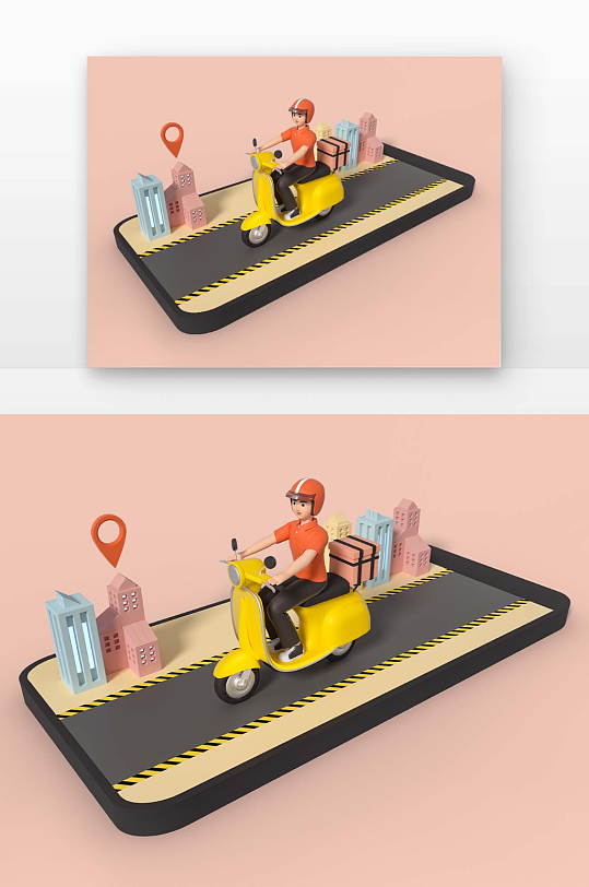 立体感建模渲染的原创外卖员小哥人物-众图网