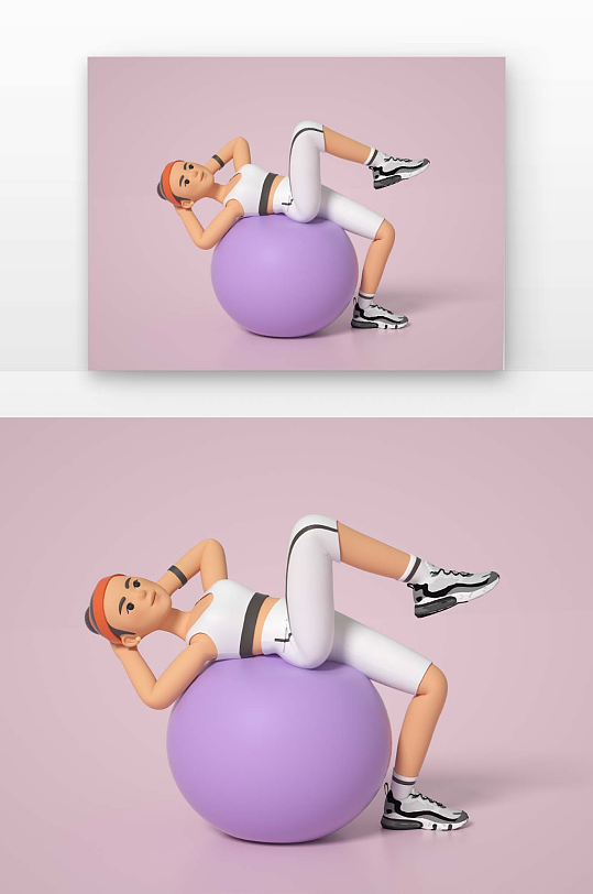 立体感原创运动健身瑜伽人物-众图网