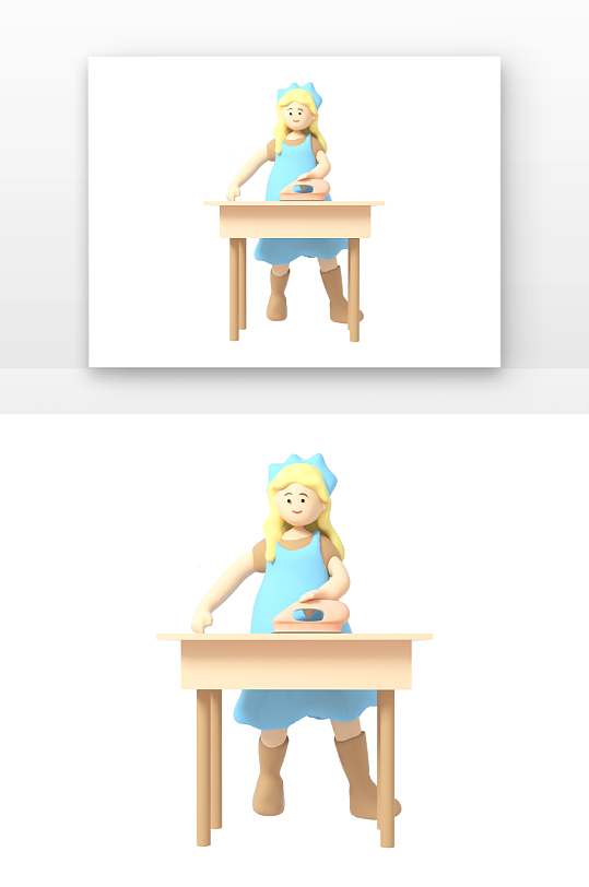 立体感熨衣服的女人-众图网