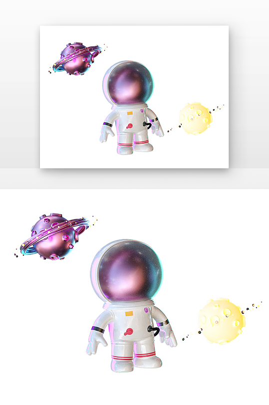 立体感紫金属宇航员渲染-众图网