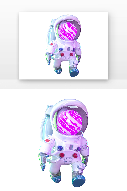 立体感紫色头宇航员渲染-众图网