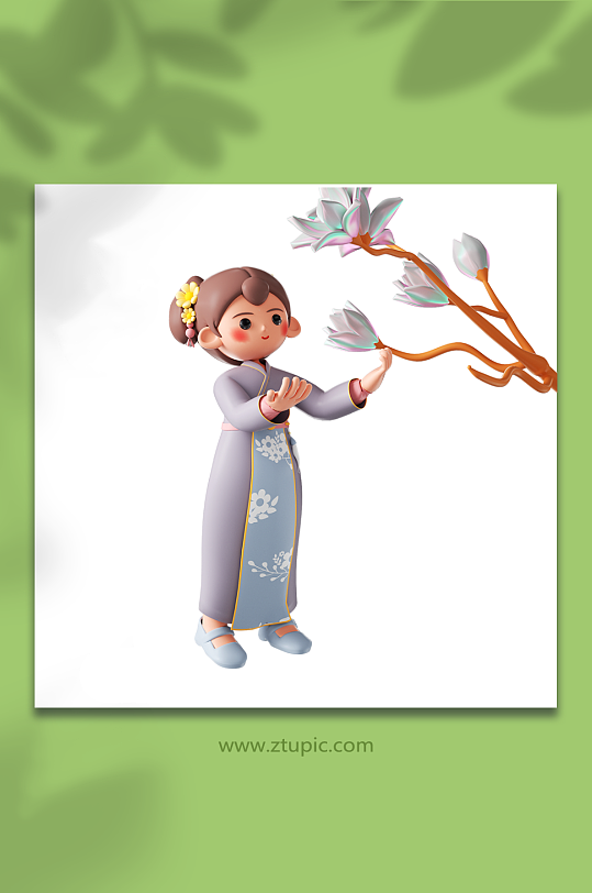 立体古装可爱少女形象-众图网