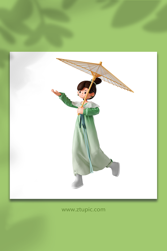 立体古装少女打伞形象-众图网